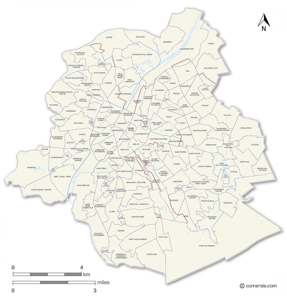карта кварталов Брюсселя